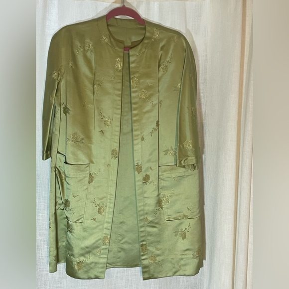 Vintage Evening Coat,‎ Silk Brocade in Outstanding Condition. 1960s Green. - Picture 1 of 5